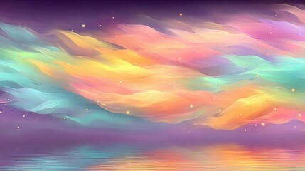 Celestial Canvas: A mesmerizing display of ethereal colors paints the sky, evoking a sense of wonder and tranquility, with the shimmering reflection below.