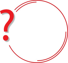 Red Question Mark in Circular Frame — Simple Curiosity Concept Design