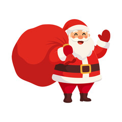 Traditional Santa Claus with a bag on his back.