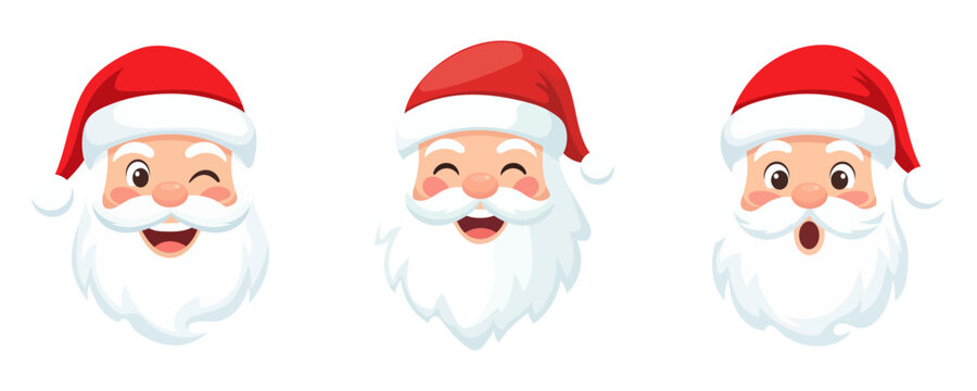 Set of Santa Claus face. Santa faces set. Christmas claus character set. Cute funny santa claus. Saint nick head for Christmas cards, banners, labels. Cute noel icon. collection of santa head.