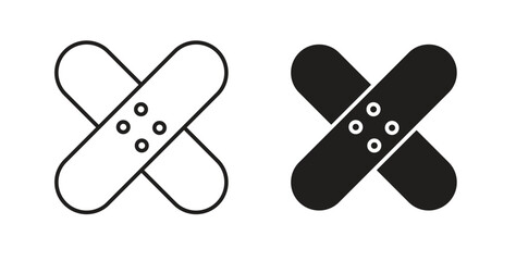 Band aid icon simple vectors in black, suitable for projects