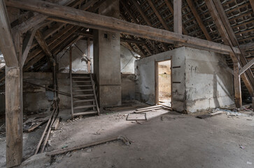 attic of a old abandoned building