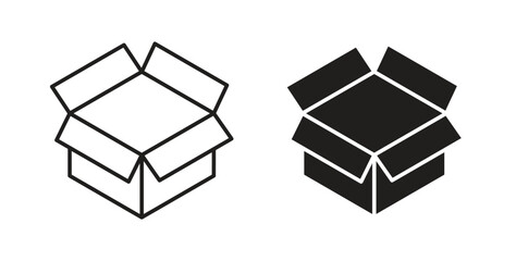 Box opened icon simple vectors in black, suitable for projects