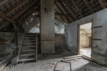 attic of a old abandoned building
