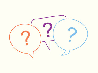 Colorful Question Mark Speech Bubbles Representing Discussion and Curiosity
