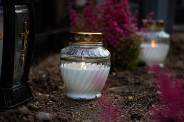 Day of the dead. Cemetery Candles. Candlelit Memorial