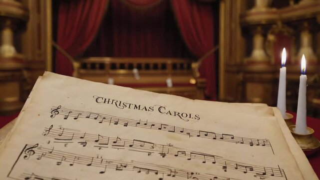 Sheet music with Christmas carols.