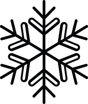 Stylized snowflake icon vector illustration for winter and cold weather concepts.