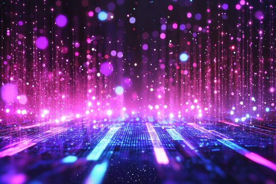 Abstract technology background featuring glowing lights and dots in a modern design