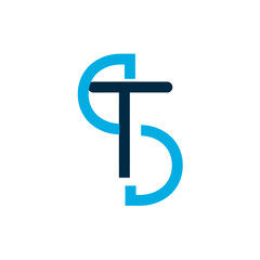 Modern Monogram Letter T and S Logo