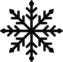 Simple black snowflake icon vector illustration, representing winter and cold weather
