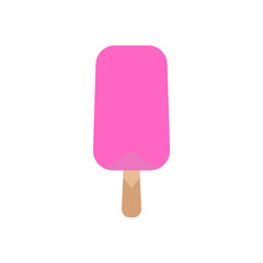 Pink Popsicle on a Stick in Flat Graphic Style