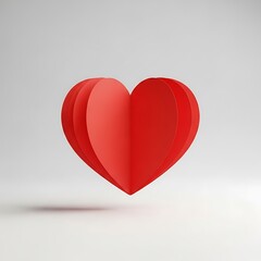 Red paper heart isolated on white background, a symbol of love and affection, perfect for valentines day or any romantic occasion