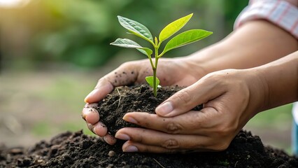 Environmental Care: Planting a Small Tree in Fertile Earth