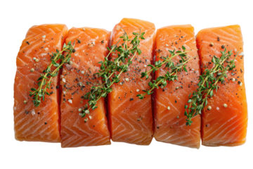 Fresh salmon fillets seasoned with herbs and spices
