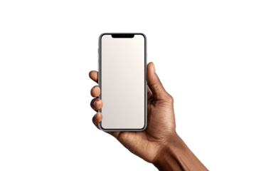Hand holding a blank smartphone screen