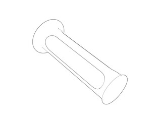 Wireframe Technical Drawing: Isometric Vector Outline of Industrial Handle Grip (Mechanical Component). Ideal for Engineering Blueprints, CAD Graphics, and Modern Product Design Concepts in Clean