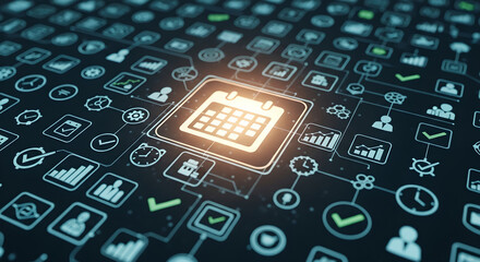 Calendar Icon Business Schedule Digital Planning Technology Network Blue Copy Space