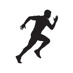 Silhouette of running athlete, white background