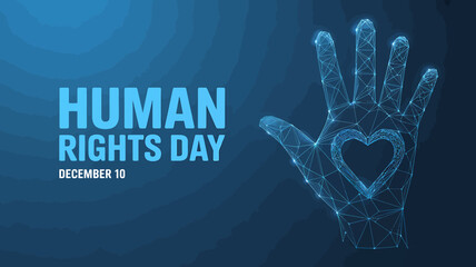 Celebrating Human Rights Day on December 10 with Universal Values and Global Solidarity Illustrated by a Connected Hand with a Heart Symbol