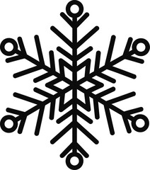 Simple line art snowflake illustration vector icon for winter holidays and christmas celebrations season