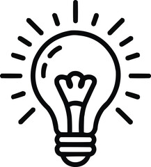 Bright Idea Outline Icon  Light Bulb, Rays, and Creativity