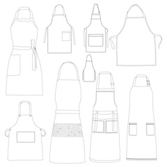 Cooking Apron Outline Icons, And Graphics Design Illustration
