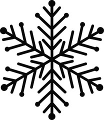 Black snowflake vector illustration, detailed geometric ice crystal design element for winter
