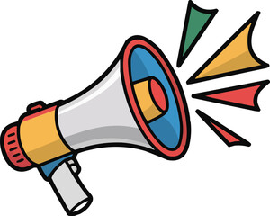 Vibrant Communication Icon  Colorful Megaphone and Sound Waves