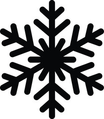 Simple black snowflake icon, elegant and geometric winter symbol vector graphic