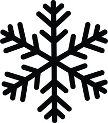Black simple geometric snowflake icon, a symbol of winter and cold weather, stylized design