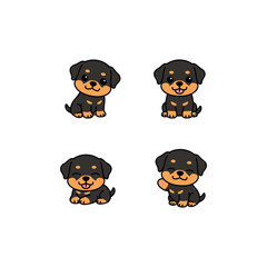 Obraz premium Cute rottweiler puppy cartoon collection, vector illustration