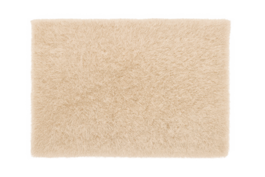 Beige shag area rug with transparent background
