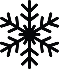 Symmetrical six-pointed snowflake vector graphic, simple and clean, representing winter cold and weather