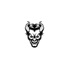black and white angry devil illustration mascot logo