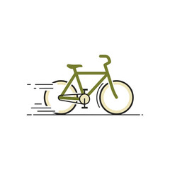 Dynamic green bicycle minimal line art illustration with speed lines