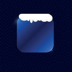 Liquid new year speech bubble with snow.  Shape for christmas and new year greeting design. Abstract frosted frame foe web design. Vector illustration