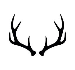 deer horn  vector on white background. deer antlers silhouette vector flat illustration design.