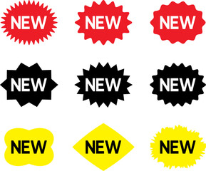 Black friday shopping labels collection. Sale or discount new sticker. Starburst red sticker set. Special offer price tag. Supermarket promotional badge. Promo stickers with star edges. Vector.