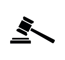 judge hammer vector icon on white background. justice gavel silhouette vector flat illustration design. Gavel flat vector icon for law apps and websites.