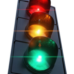 Traffic light isolated on transparent background