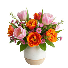 Tulip bouquet isolated on transparent background