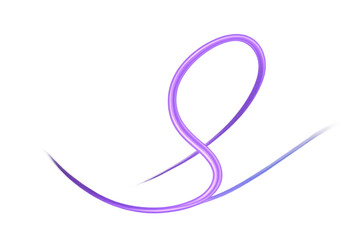 Obraz premium Glowing purple neon light streak depicting fluid motion, speed, and digital data flow with a transparent background