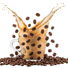Coffee splash isolated on transparent background