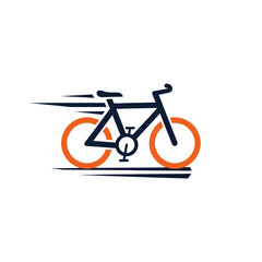 Stylized bicycle graphic with speed lines representing fast movement and dynamic transportation