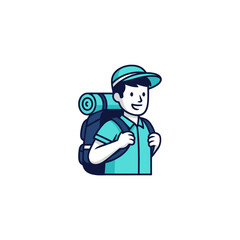 Happy traveler with backpack and hat ready for adventure and exploration journey