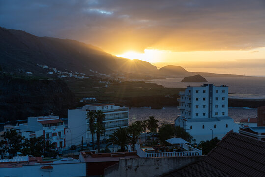 Garachico coast at golden sunset