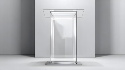 Innovative Crystal Clear Acrylic Podium as a Modern Lectern in Refined Vector Illustration with Precise Line Art