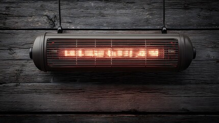 Artistic Close-up of an Energy-Efficient Electric Heater on a Distressed Wooden Background with Soft Radiance Exuding Modern Comfort and Rustic Winter Charm