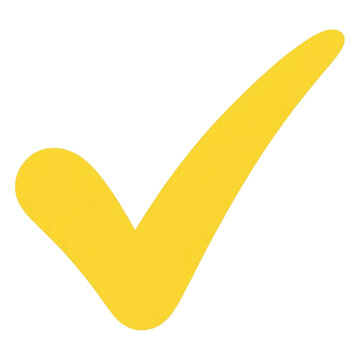 3d rendered yellow check mark isolated on transparent background